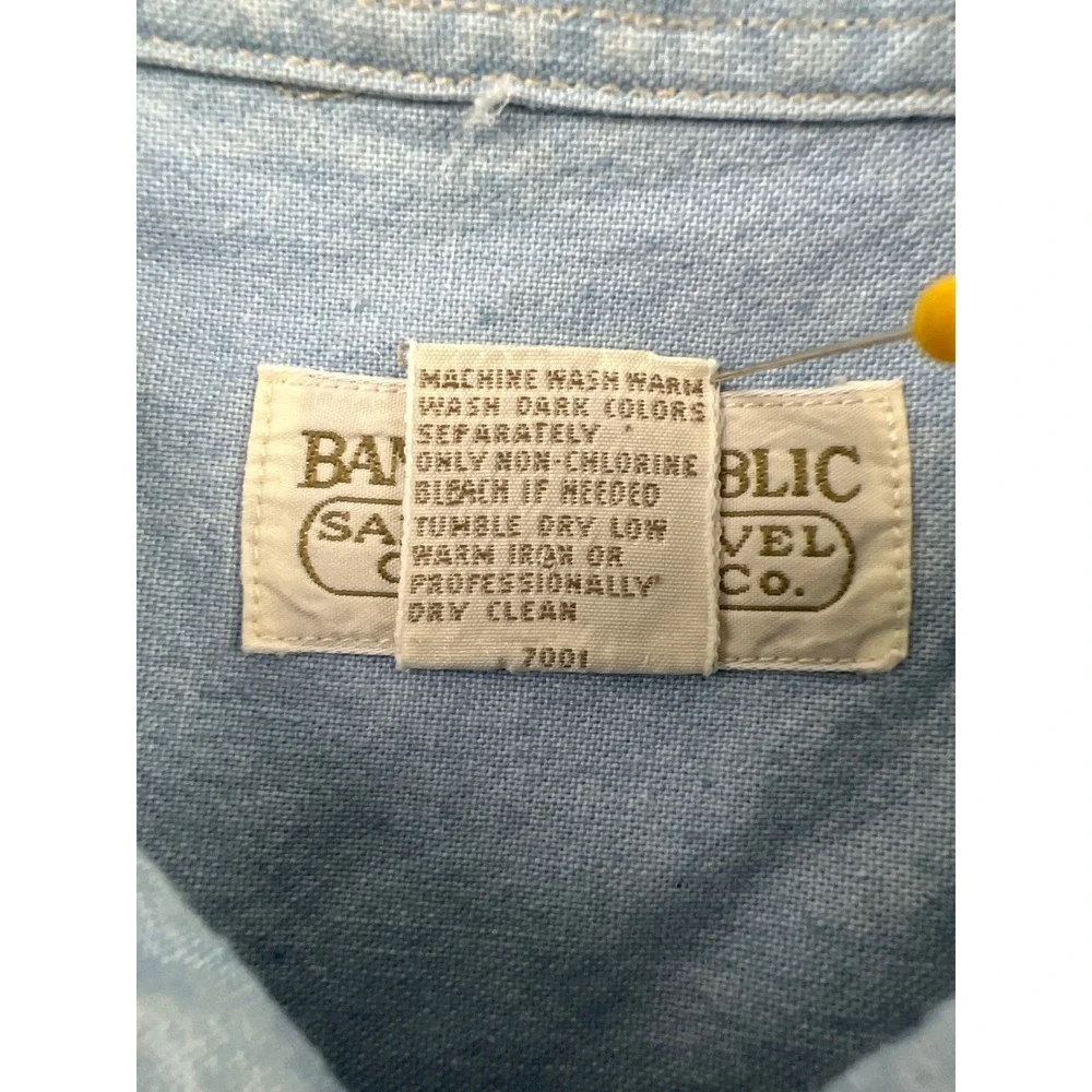 Banana Republic Denim Shirt Mens XL Light Blue Vintage Safari Travel Cotton Long